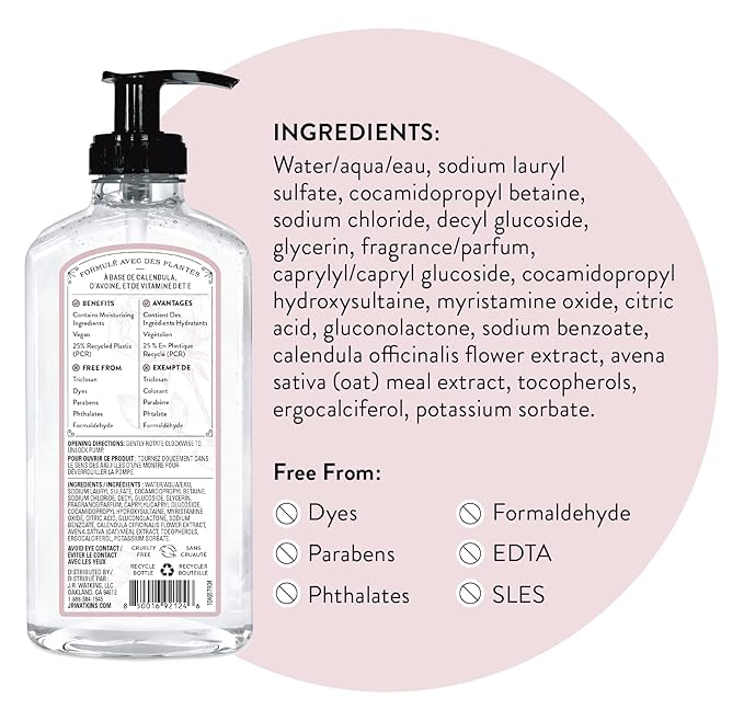 J.R. Watkins Gel Hand Soap, 3 Pack of 11 Fl Oz, Rosewater