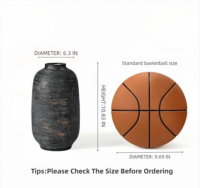 Large Tall Ceramic Vase, 10.8 inch Bronze Minimalist Textured Flower Vase, Rustic Farmhouse Decor for Home, Living Room, Shelf, Table, Bathroom & Entryway Decoration (Black Bronze)