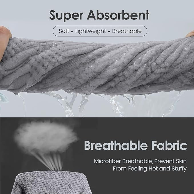 JML Microfier Bath Towels Set, Large Microfier Body Towel for Adult, 2 Pack, 30" x 60", Oversized, Soft, Super Absorbent, Fast Drying, Use for Suana,Gym,Sport, Fitness, Yoga, Diamond Cross Grid Gray