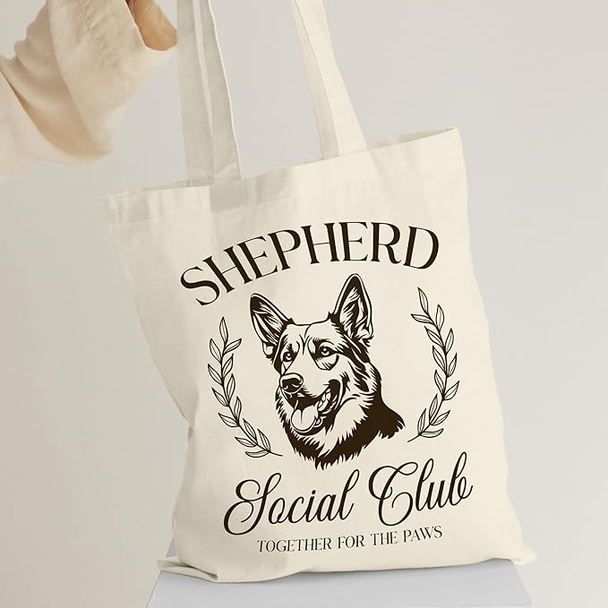 Dog Social Club Canvas Tote Bag, Travel & Daily Use, 16x14 Inch