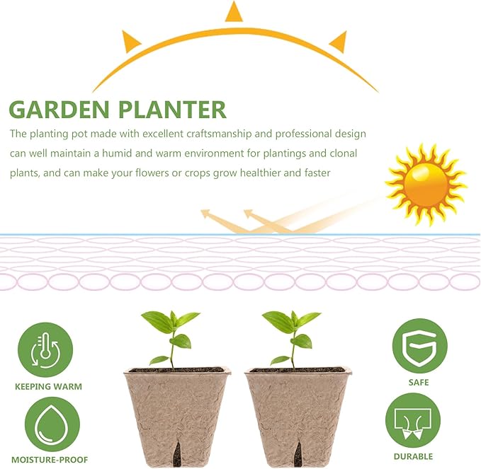 40pcs Biodegradable Pulp Planting Flower Pots Germination Starter Cups with Labels for Seedling Growth Breathable Containers for Garden Nursery