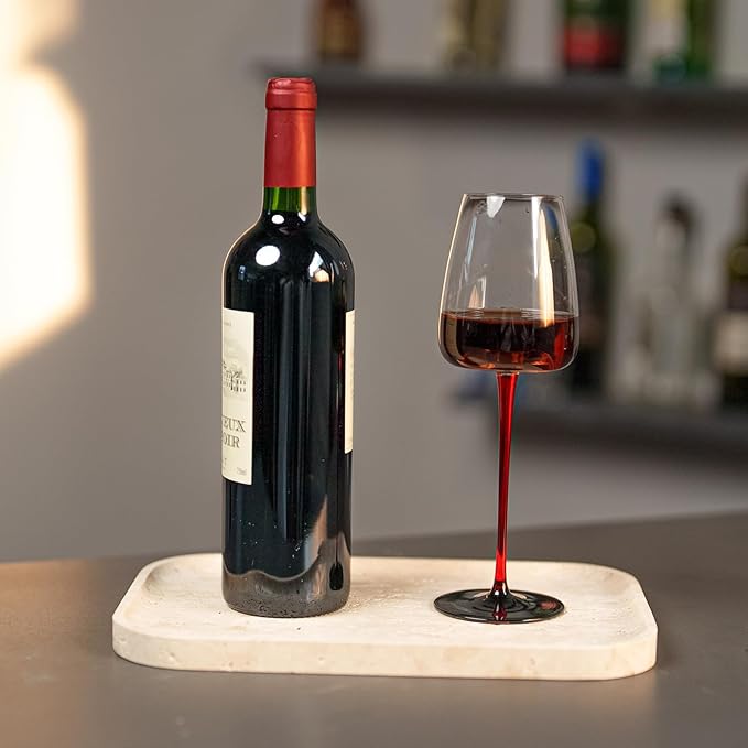 ‌VEROBELL Travertine Bathroom Vanity Tray | Natural Stone Storage Organizer | Luxury Home Decor for Countertop, Dresser, Spa | Non-Resin & Durable Design,11.8"x7.8"x0.6"