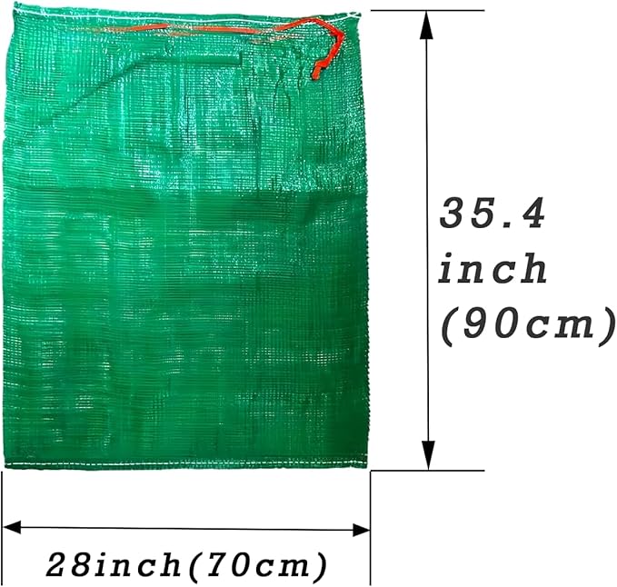 25PCS Extra Large Onion Bags, Green Mesh Produce Bags Reusable, 27.5'' X 35.4'' Holds up to 220 Lbs Drawstring Vegetable Storage Bags for Potatoes, Citrus,Corn,Garlic