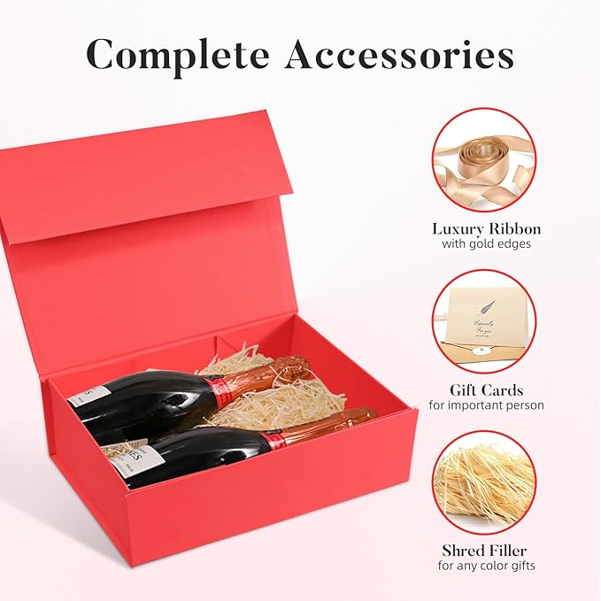 LIFELUM Large Gift Box 14"x8.5"x4.5" Christmas Gift Boxes with Lids for Presents for Anniversary Wedding Proposal Birthday Gift boxes with Shredded Filler Card Ribbon