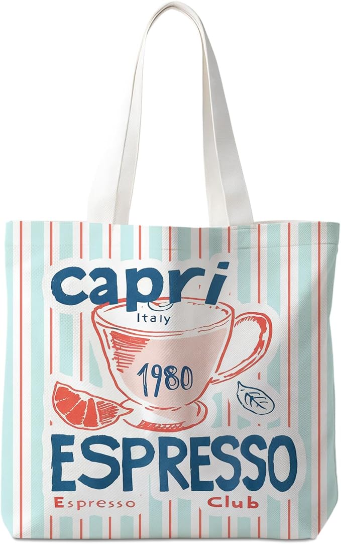 Animals-Flowers-Fruits-Bow Valentines Canvas Heart Tote Bag, Coquette Reusable Shopping Grocery Bags