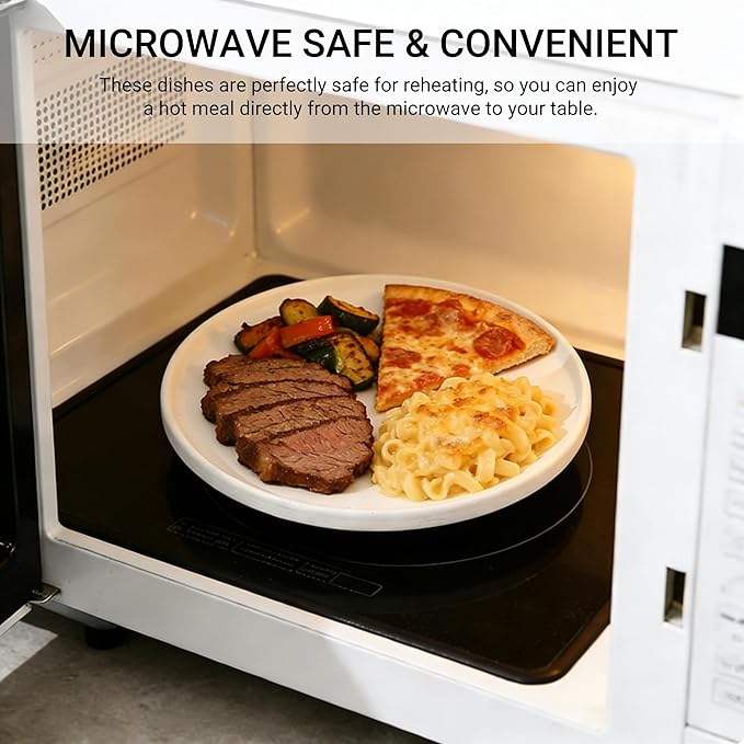 GZG Classic Series - Plates and Bowls Set for 4, 12 Piece Stoneware Dinnerware Sets, Microwave and Dishwasher Safe Lead-Free Handcrafted Ceramic Dishes Set - Ivory White