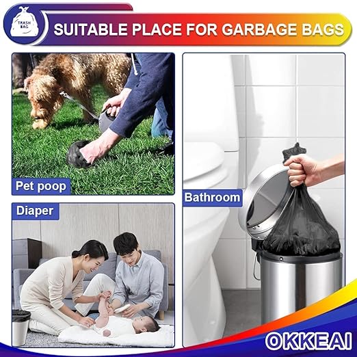 OKKEAI Small Garbage Bags for Bathroom Can 5 Liter Trash Bags 1.2 Gal Waste Basket Liners for Bathroom Mini Trash Bags Trash Plastic Bags Small