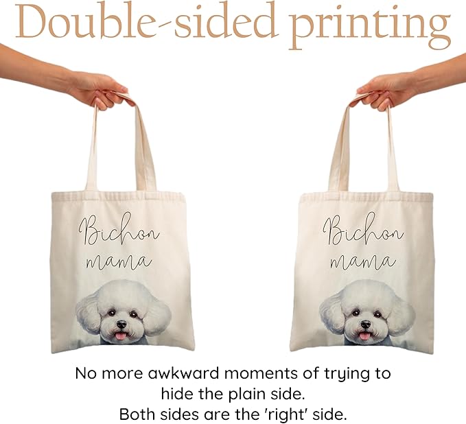 Dog Mama Tote Bag – Cute Dog Lover Canvas Bag, Reusable Shopping Shoulder Bag for Women, Pet Mom Gift,