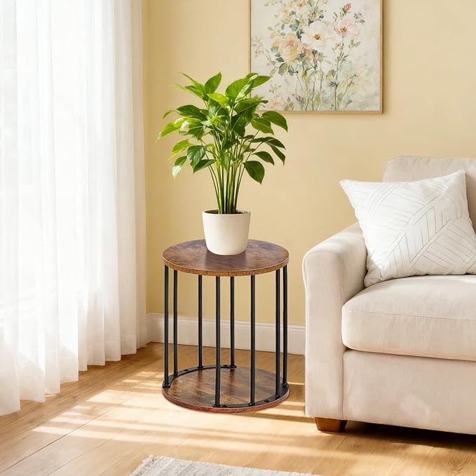 HDANI Small Round Wooden Step Stool for Kids Adults, 300lbs Load Capacity Garden Stool, Non-Slip Small Stool for Plant Stand, Kitchen, Bathroom and Bedroom,Brown