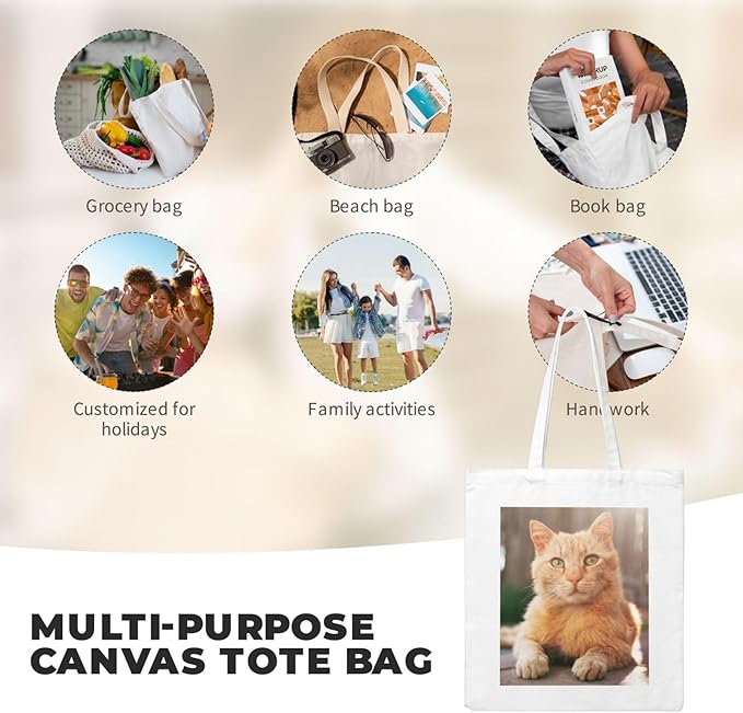 Custom Canvas Tote Bag Double-Sided Personalized with Logo/Text,Customized Bags for Women