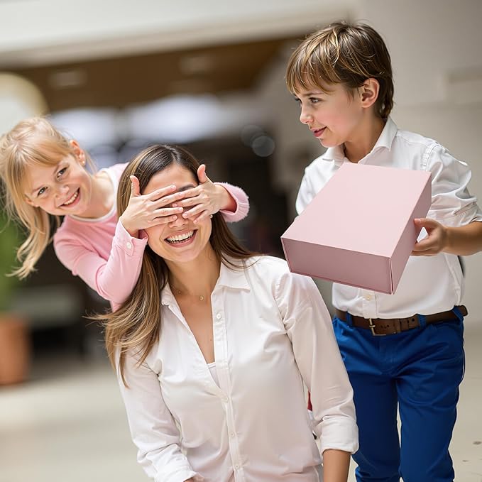 Ditwis 4 Pack 10.5x7.5x3.1 Inches Gift Boxes with Magnetic Closure Lids, Pink Magnetic Box for Wedding, Groomsmen Bridesmaid Proposal, Birthdays, Mother's Day