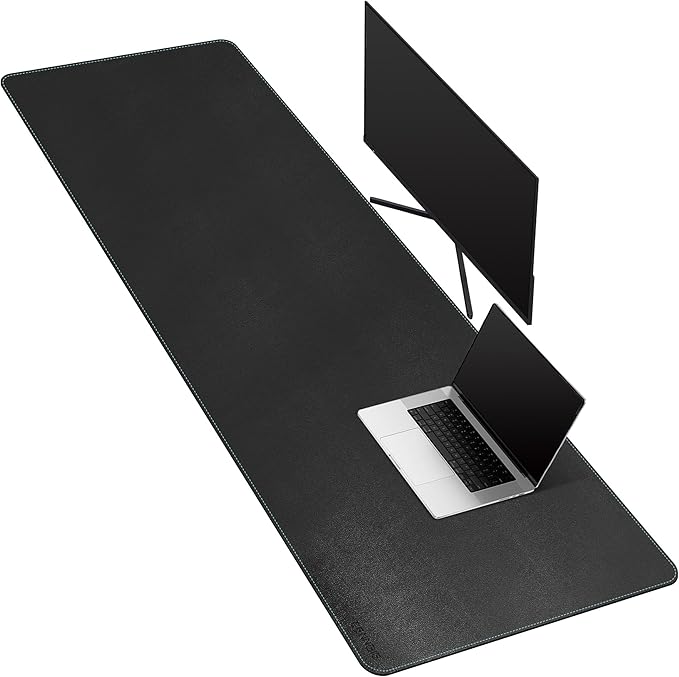 CENNBIE Leather Desk Mat Large, 63" x 19.6" Desk Pad Blotter Protector, Extended Non-Slip Mouse Pad, Waterproof PU Leather Large Mouse pad for Desk Office and Home (Black)