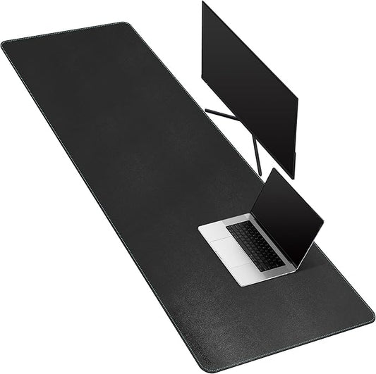 CENNBIE Leather Desk Mat Large, 63" x 19.6" Desk Pad Blotter Protector, Extended Non-Slip Mouse Pad, Waterproof PU Leather Large Mouse pad for Desk Office and Home (Black)