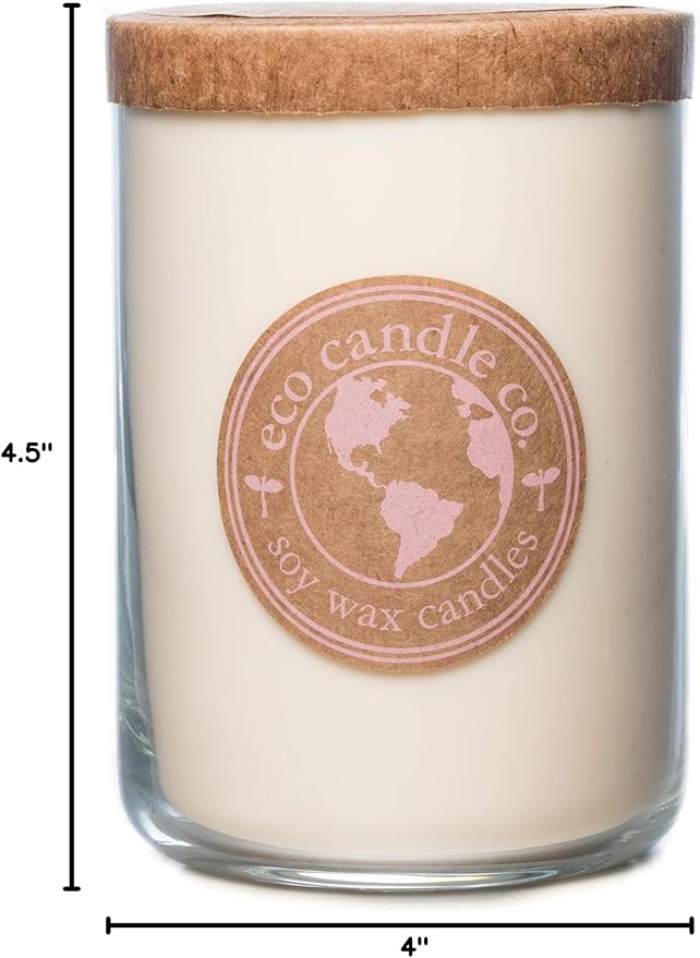 Eco Candle 26 oz. Recycled Glass Tumbler - Scents of Yellow Cake & Icing - Cupcake; 100% USA Made Scented Soy Candle, White