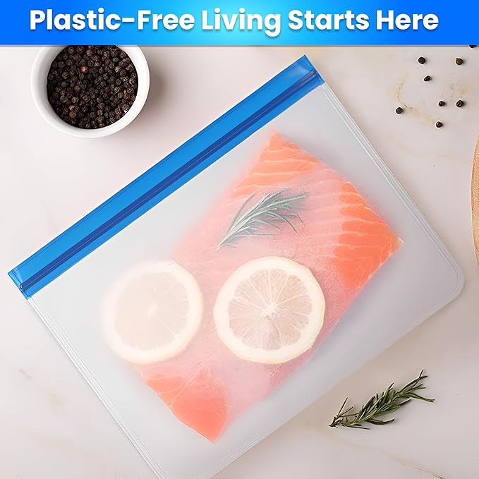 Reusable Silicone Storage Bags – 12-Pack Ziplock Bag Set (Small & Snack Size 7x5), BPA-Free Leakproof Freezer Pouches, Eco-Friendly & Durable, for Meal Prep, Kids Lunches, Travel & Kitchen Use