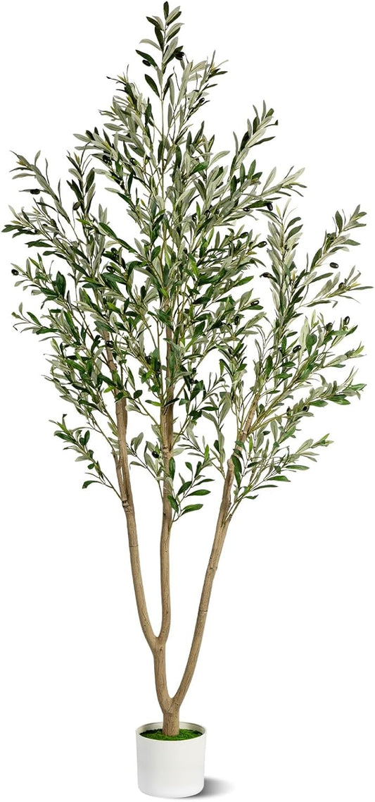 7FT Artificial Olive Tree, Indoor Faux Olive Tree Fake Potted Silk Olive Tree Plants with Lifelike Branches & Fruits for Home Office Decor
