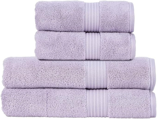 Christy Supreme Hygro 4 Piece Towel Set | Lavender | 100% Luxury Supima Cotton | Ultra Soft | Super Absorbent | 650GSM | 2 Bath Towels 2 Hand Towels
