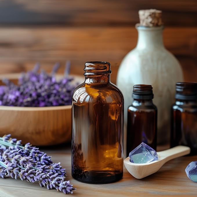 35 Pack 4oz Amber Glass Boston Round Bottles with Polycone Leak-Proof Phenolic Caps – Brown Airtight Refillable Containers for Homemade Vanilla Extract, Essential Oils, Herbal Medicine, and Syrups