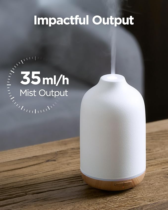 InnoGear 150ml Ceramic Essential Oil Diffuser, Handcrafted Stone Aromatherapy Scent Diffuser Ultrasonic Aroma Diffusers Humidifier Vaporizer with 2 Mist Modes Waterless Auto Off for Home Room Office