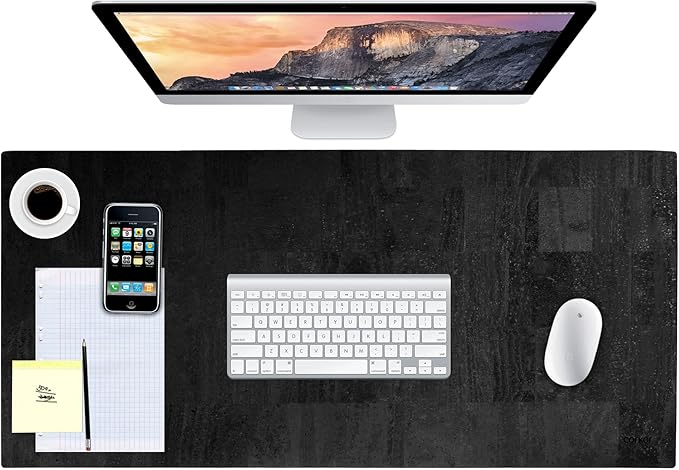 Corkor Cork Desk Pad – Table Mat - Vegan Leather – Cruelty Free – Eco Friendly - Black