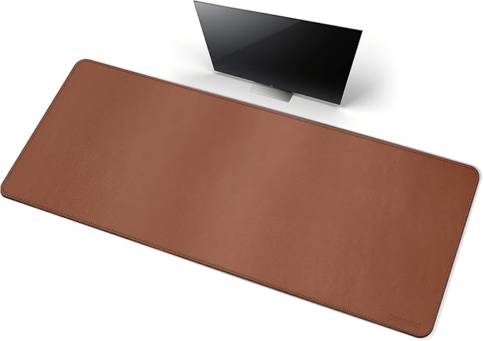 CENNBIE Leather Desk Mat, Extra Large Desk pad,Large Office Writing Desk Computer Leather Mat Mousepad,Waterproof - 39.3"x19.6" (Brown)