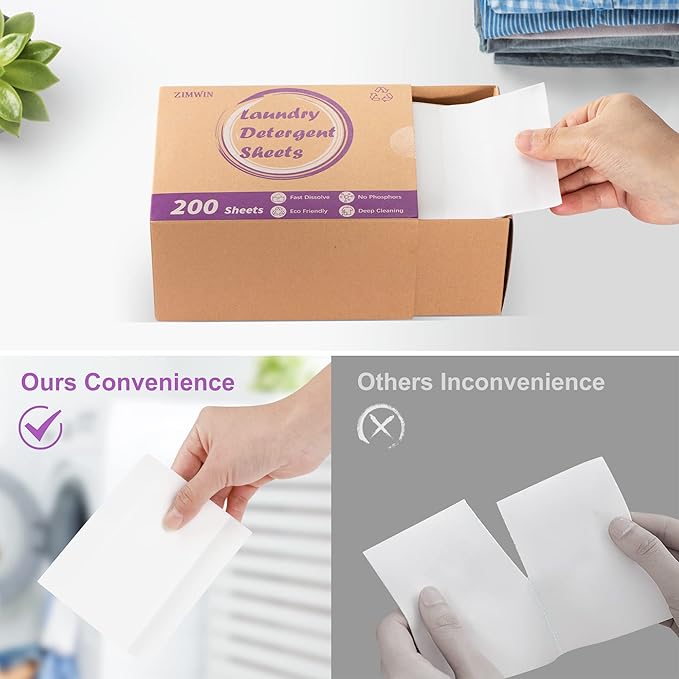 Laundry Detergent Sheets, 200 Sheets Lavender Laundry Soap Strips - No Plastic Jug Travel Portable Liquidless Washing Supplies Eco-Friendly Hypoallergenic - 200 Loads