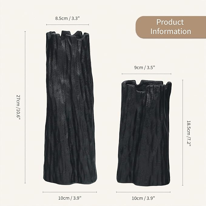 Black Matte Ceramic Vase, Organic Nature Shape, 7.5 Inch Boho Nordic Ins Style Decorative Flowers Vase, Living Room Bedroom Entryway Minimalist Centerpiece Decor, Birthday Gifts for Women