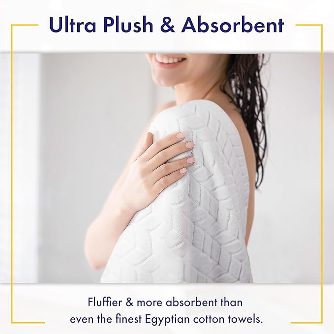 Ultra Soft & Stylish 700 GSM Luxury Bath Towels - 100% Zero-Twist, Long-Staple Cotton - Remarkably Absorbent & Quick Drying - 6 Piece Towel Set (White)