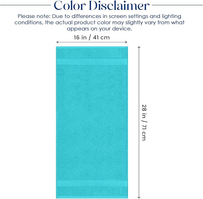 DAN RIVER 6-Pack Premium Hand Towels (16x28 Inches) - 100% Cotton, Ultra Soft, Lightweight, Highly Absorbent Towels for Bathroom, Spa, Gym, Salon, Hotel, and Travel - 550 GSM – Turquoise