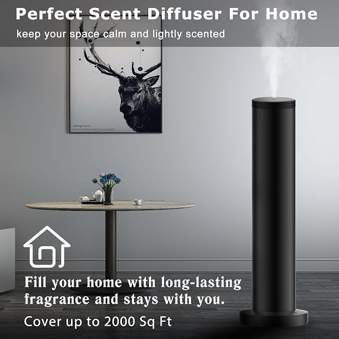2025 Upgraded Cordless Rechargeable Diffuser - Hotel Scent Diffuser for Whole House- Scent Air Machine -App Bluetooth Control - Waterless Essential Oil Diffuser for Large Room, Studio Office - Black