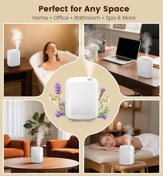 Waterless Essential Oil Diffuser 3000 Sq.Ft Coverage for Large Home Hotel Office, 400ml Cold Air Scent Machine for Aromathrapy, Bluetooth App Control, Quiet No-Noise Aroma Diffuser Wall Amount