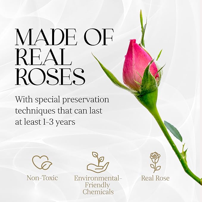 GLAMOUR BOUTIQUE 7 Flower Forever Heart Shape Box - Preserved Roses Gift for Her, Preserved Flowers, Pink