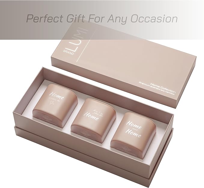 Set of 3 Premium Scented Soy Candles Gift Set | Home Collection – White Musk, Bamboo Forest & Peony Garden | Crackling Wood Wick | Luxurious Candle Set for Relaxation, Home Décor & Gifts | 9.8oz Each