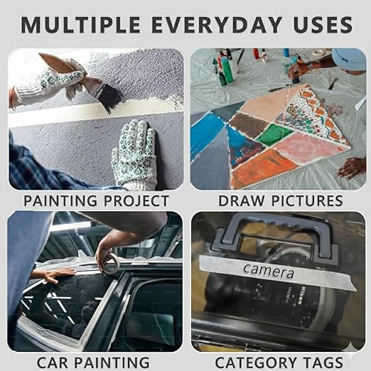 SWRT Masking Tape 1 inch x 55 Yards x 24 Rolls (1320 Total Yards), Adhesive Painting Tape Bulk for General Purpose Beige White Color for Painting, Crafting, School Stationery, Arts, Home Use etc