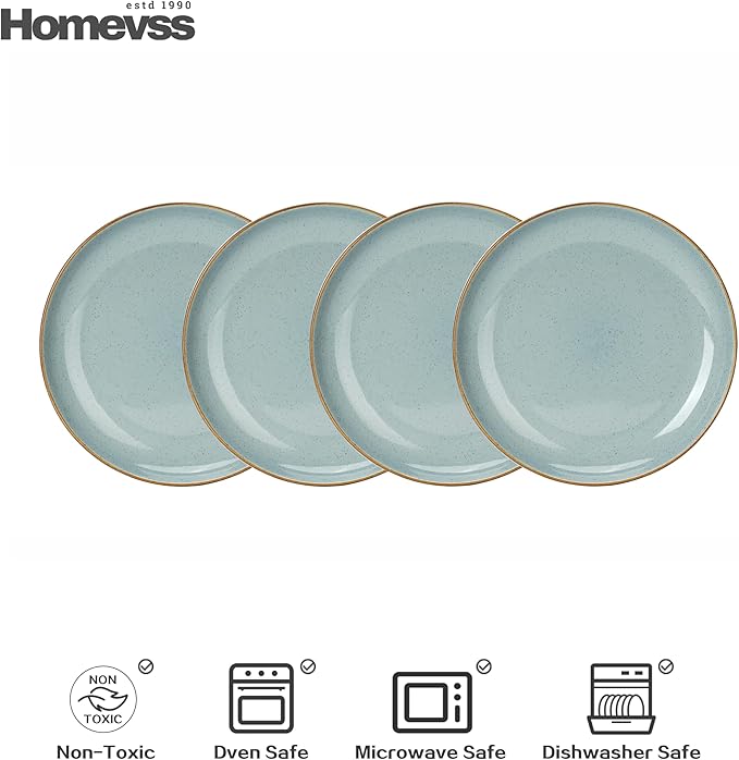 HomeVSS 20-Piece Dinnerware Set - Serves 4, Bright Glaze Grey plates and bowls sets with Speckle Effect for Microwave & Dishwasher Safe