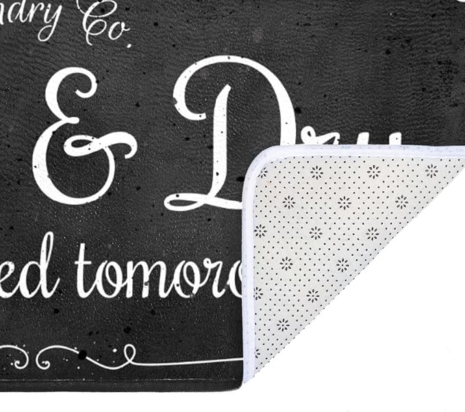 Laundry Room Long Mat Area Rug Non-Slip Floor Mat Waterproof Farmhouse Carpet for Kitchen 40" x 20"(Black-2)