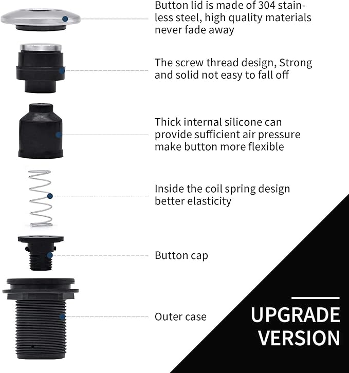 Garbage Disposal Air Switch Kit for SinkTop Waste Disposal with Stainless Steel Polished Long Air Button by briidea