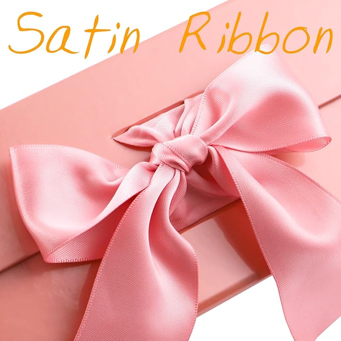 GREEN BEAN Large Gift Box with Lid for Presents 13x9.7x3.4 Inches, Gift Box Rose Gold Magnetic with Ribbon, Bridesmaid Proposal Box Luxury (Glossy Rose Gold)