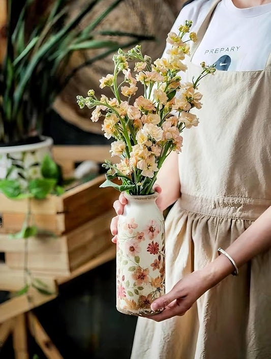 Vintage Ceramic Small Vase, Farmhouse Rustic Décor, Home Decorative Vase for Your Kitchen, Bedroom, Office, Living Room, Bathroom& Shelf Centerpiece Table Decorations (Retro Creative Style M)