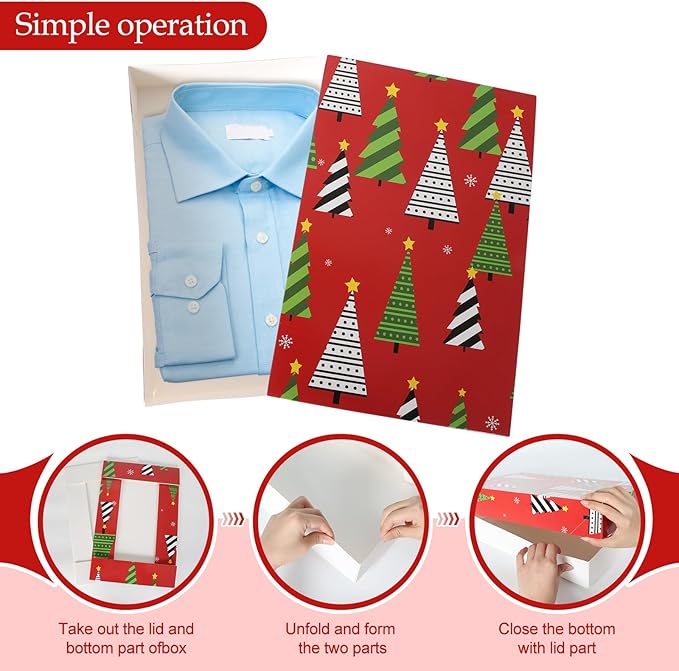 joyhalo 16 Pcs Christmas Gift Boxes with Lids for Presents Bulk 14.5" x 9.5" x 2.5" Large Gift Boxes for Clothes, Wrapping Xmas Robe, Shirt, Goody for Christmas, Birthdays, Wedding, 4 Designs