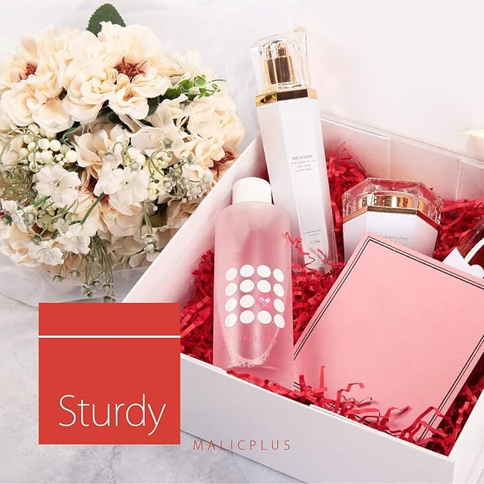 6 Gift Boxes with Lids 9x9x3.4 Inches, White Bridesmaids Proposal Boxes with Magnetic Closure for All Occasion (Glossy White)