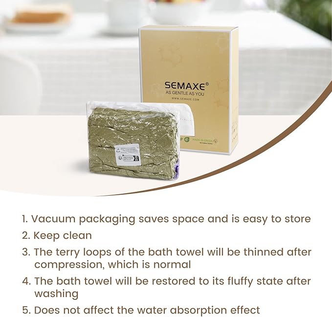 SEMAXE 4-Pack Luxury Bath Towels for Bathroom, 100% Cotton, Soft, Absorbent, and Quick-Drying, 55"x27", White, Perfect for Hotels, Gyms, and Spas