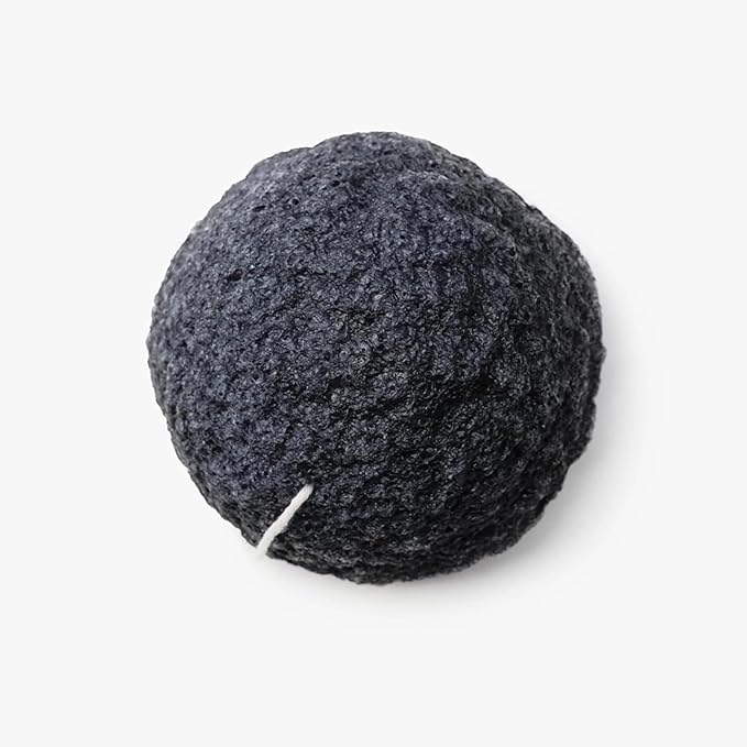 Plant-Based Konjac Facial Sponge: Natural Face Exfoliator for All Skin Types - Charcoal, Matcha, or Original - Gently Cleanses & Balances - Vegan, Cruelty-Free, 100% Biodegradable (Charcoal)