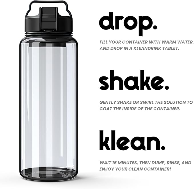 30 Cleaning Tablets – NSF Certified Safe, Eco-Friendly, Clean Stainless Steel, Tumbler, Insulated, Plastic and Reusable Water Bottles, Protein Shaker – Remove Odors and Stains, No Scrubbing