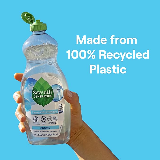 Seventh Generation Dish Liquid Soap Refill Free & Clear Dish Soap for sensitive skin 50 oz, Pack of 3