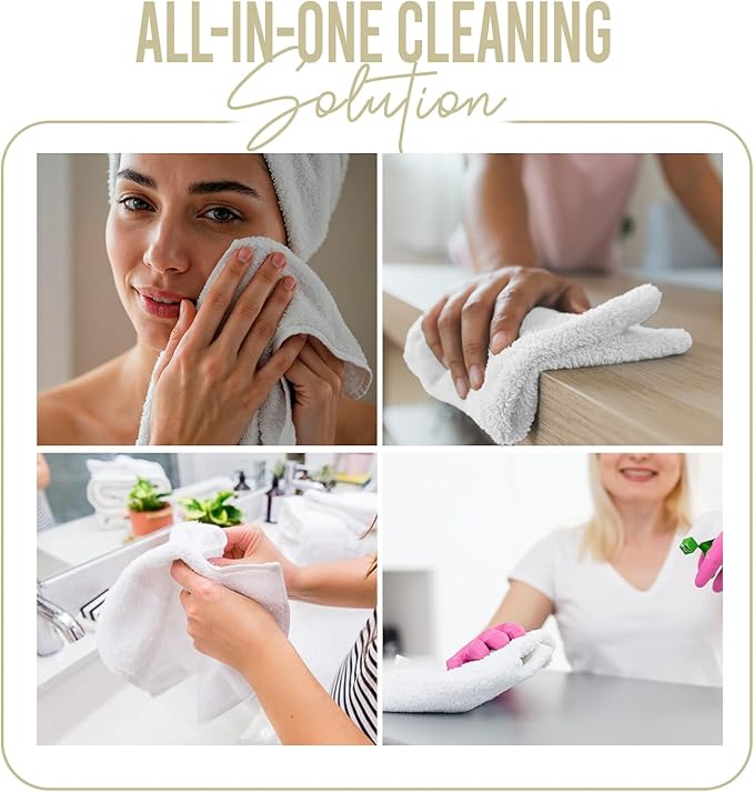 DAN RIVER 100% Cotton Wash Cloths 24 Pack [12x12] Soft & Absorbent face Towels for Bathroom, Gym, Hotels & Spa Perfect for Everyday Use Fingertip Towels, Ivory