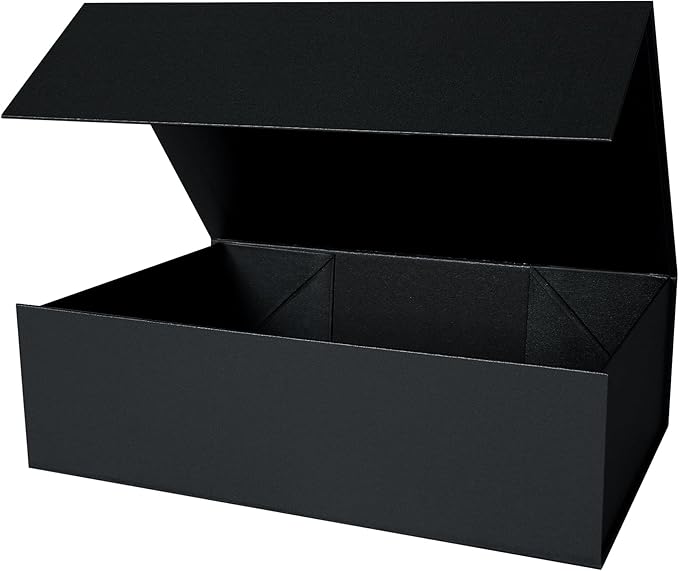 Aimyoo Galaxy Black Collapsible Gift Box with Magnetic Closure Lids 13.8x9x4.3 in, Large Bridesmaid Groomsman Proposal Boxes, Rectangle Present Box for Graduation Birthday Storage 1 Pack