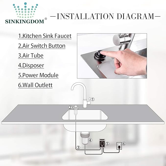 SinkTop Air Switch Kit with Oil Rubbed Bronze Long Button (Full Brass) for Garbage Disposal, Single Outlet