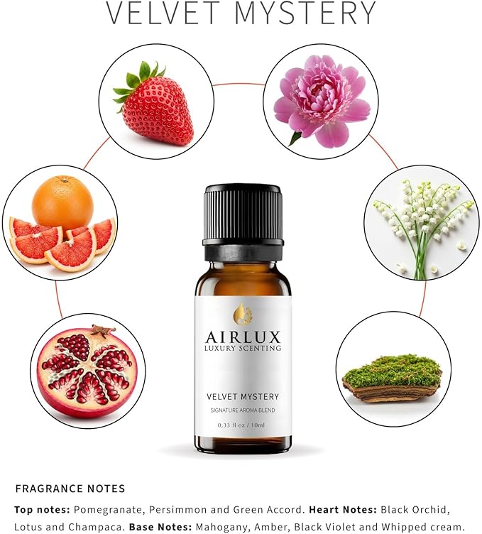 Signature Aroma Oil No. 85 Velvet Mystery – Pomegranate, Persimmon, Green Accord – Aroma Oil for Cold Air & Waterless Diffusers and DIY Crafts – 10 mL, 0.34 fl oz Glass Bottle