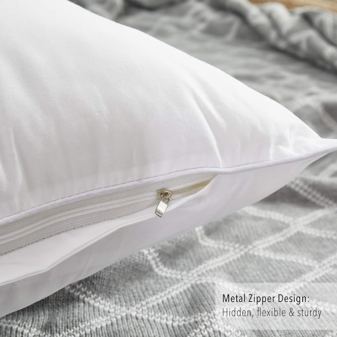 Oubonun 16 x 16 Throw Pillow Inserts Set of 2-100% Cotton Cover - White Couch Bed Decorative Pillow Pair